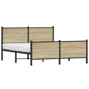 Metalowa rama łóżka bez materaca dąb sonoma 160×200 cm 436287 Metalowa rama łóżka bez materaca dąb sonoma 160×200 cm 436287