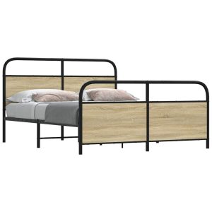 Metalowa rama łóżka bez materaca dąb sonoma 160×200 cm 458736 Metalowa rama łóżka bez materaca dąb sonoma 160×200 cm 458736