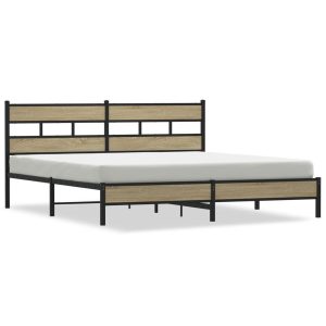 Metalowa rama łóżka bez materaca dąb sonoma 180×200 cm 435750 Metalowa rama łóżka bez materaca dąb sonoma 180×200 cm 435750