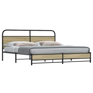 Metalowa rama łóżka bez materaca dąb sonoma 180×200 cm 458745 Metalowa rama łóżka bez materaca dąb sonoma 180×200 cm 458745