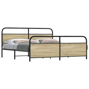 Metalowa rama łóżka bez materaca dąb sonoma 180×200 cm 458787 Metalowa rama łóżka bez materaca dąb sonoma 180×200 cm 458787