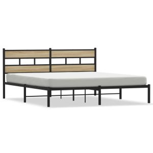 Metalowa rama łóżka bez materaca dąb sonoma 180×200 cm 435883 Metalowa rama łóżka bez materaca dąb sonoma 180×200 cm 435883