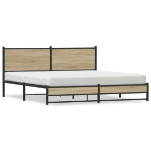 Metalowa rama łóżka bez materaca dąb sonoma 180×200 cm 436306 Metalowa rama łóżka bez materaca dąb sonoma 180×200 cm 436306