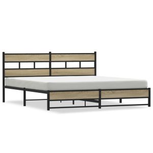 Metalowa rama łóżka bez materaca dąb sonoma 200×200 cm 435637 Metalowa rama łóżka bez materaca dąb sonoma 200×200 cm 435637