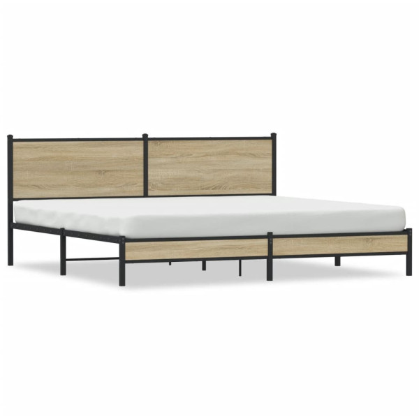 Metalowa rama łóżka bez materaca dąb sonoma 200x200 cm 436277