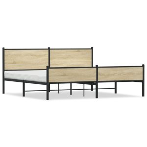 Metalowa rama łóżka bez materaca dąb sonoma 200×200 cm 436290 Metalowa rama łóżka bez materaca dąb sonoma 200×200 cm 436290