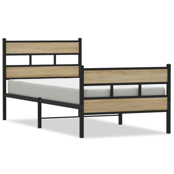 Metalowa rama łóżka bez materaca dąb sonoma 75x190 cm 435887