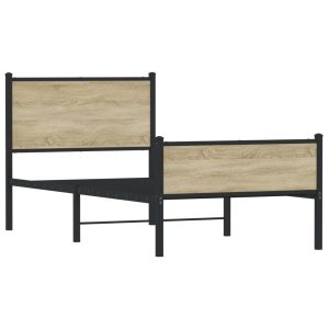 Metalowa rama łóżka bez materaca dąb sonoma 75×190 cm 436263 Metalowa rama łóżka bez materaca dąb sonoma 75×190 cm 436263