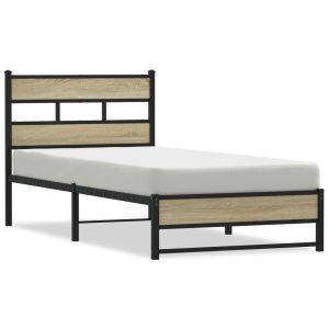 Metalowa rama łóżka bez materaca dąb sonoma 75×190 cm 435718 Metalowa rama łóżka bez materaca dąb sonoma 75×190 cm 435718