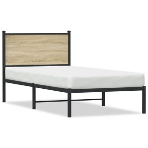 Metalowa rama łóżka bez materaca dąb sonoma 75×190 cm 436265 Metalowa rama łóżka bez materaca dąb sonoma 75×190 cm 436265