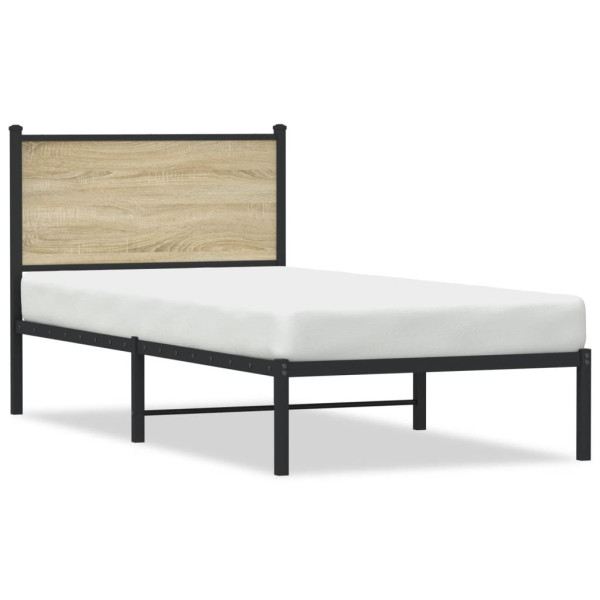 Metalowa rama łóżka bez materaca dąb sonoma 75x190 cm 436265