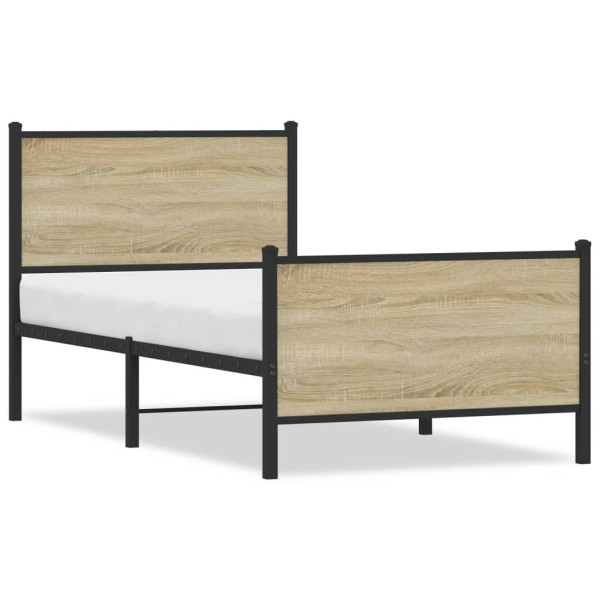 Metalowa rama łóżka bez materaca dąb sonoma 75x190 cm 436320