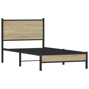 Metalowa rama łóżka bez materaca dąb sonoma 80×200 cm 436251 Metalowa rama łóżka bez materaca dąb sonoma 80×200 cm 436251