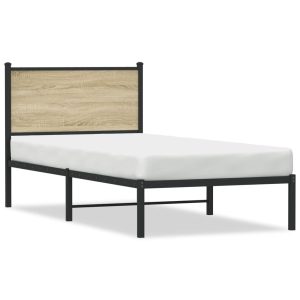 Metalowa rama łóżka, bez materaca, dąb sonoma, 80×200 cm 436312 Metalowa rama łóżka, bez materaca, dąb sonoma, 80×200 cm 436312
