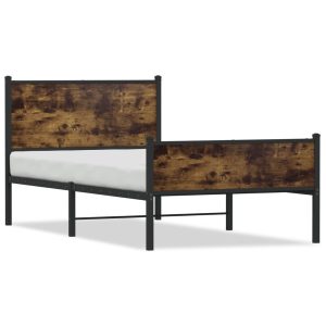 Metalowa rama łóżka bez materaca przydymiony dąb 100×190 cm 435625 Metalowa rama łóżka bez materaca przydymiony dąb 100×190 cm 435625