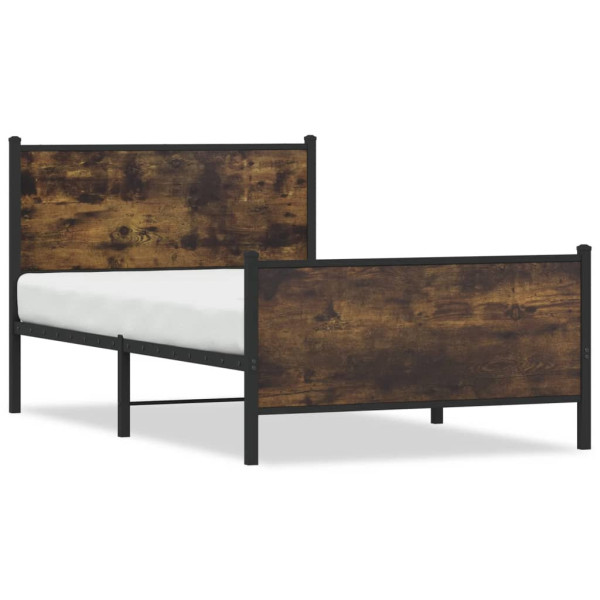 Metalowa rama łóżka bez materaca przydymiony dąb 107x203 cm 435849