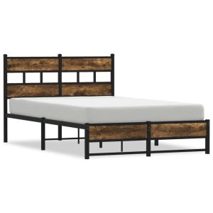 Metalowa rama łóżka bez materaca przydymiony dąb 120×190 cm 435068 Metalowa rama łóżka bez materaca przydymiony dąb 120×190 cm 435068