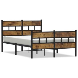 Metalowa rama łóżka bez materaca przydymiony dąb 120×200 cm 435086 Metalowa rama łóżka bez materaca przydymiony dąb 120×200 cm 435086
