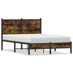 Metalowa rama łóżka bez materaca przydymiony dąb 120×200 cm 435843 Metalowa rama łóżka bez materaca przydymiony dąb 120×200 cm 435843