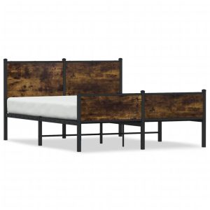 Metalowa rama łóżka bez materaca przydymiony dąb 140×200 cm 435754 Metalowa rama łóżka bez materaca przydymiony dąb 140×200 cm 435754