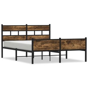 Metalowa rama łóżka bez materaca przydymiony dąb 160×200 cm 435284 Metalowa rama łóżka bez materaca przydymiony dąb 160×200 cm 435284