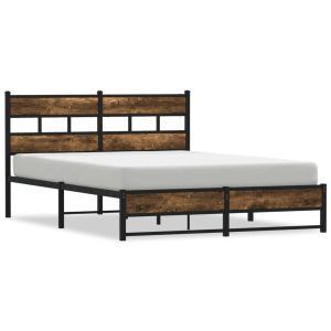 Metalowa rama łóżka bez materaca przydymiony dąb 160×200 cm 435192 Metalowa rama łóżka bez materaca przydymiony dąb 160×200 cm 435192