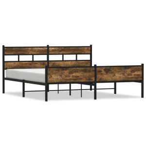 Metalowa rama łóżka bez materaca przydymiony dąb 180×200 cm 435188 Metalowa rama łóżka bez materaca przydymiony dąb 180×200 cm 435188