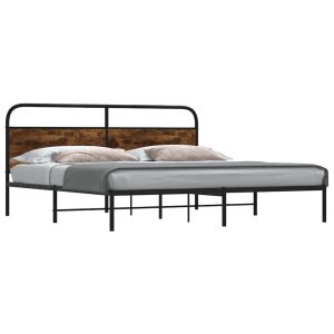 Metalowa rama łóżka bez materaca przydymiony dąb 180×200 cm 459257 Metalowa rama łóżka bez materaca przydymiony dąb 180×200 cm 459257