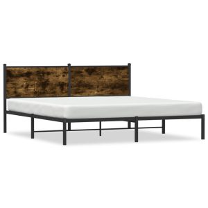 Metalowa rama łóżka bez materaca przydymiony dąb 183×213 cm 435751 Metalowa rama łóżka bez materaca przydymiony dąb 183×213 cm 435751