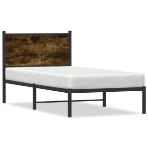 Metalowa rama łóżka bez materaca przydymiony dąb 90×190 cm 435902 Metalowa rama łóżka bez materaca przydymiony dąb 90×190 cm 435902