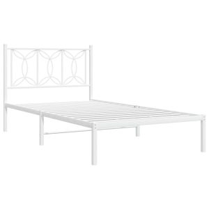 Metalowa rama łóżka z wezgłowiem biała 100×190 cm 434289 Metalowa rama łóżka z wezgłowiem biała 100×190 cm 434289
