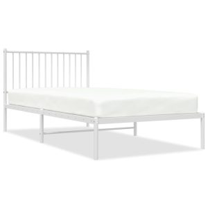 Metalowa rama łóżka z wezgłowiem biała 100×200 cm 458516 Metalowa rama łóżka z wezgłowiem biała 100×200 cm 458516
