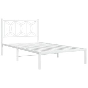 Metalowa rama łóżka z wezgłowiem biała 100×200 cm 434295 Metalowa rama łóżka z wezgłowiem biała 100×200 cm 434295