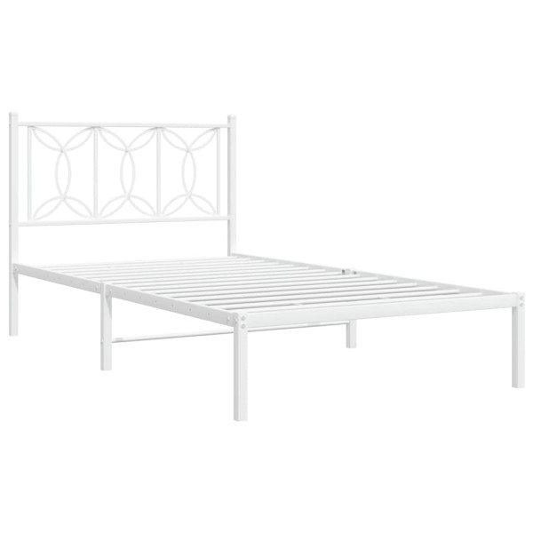 Metalowa rama łóżka z wezgłowiem biała 107x203 cm 434286