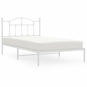 Metalowa rama łóżka z wezgłowiem biała 107×203 cm 434016 Metalowa rama łóżka z wezgłowiem biała 107×203 cm 434016