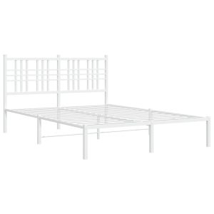 Metalowa rama łóżka z wezgłowiem biała 120×190 cm 435898