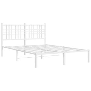 Metalowa rama łóżka z wezgłowiem biała 120×200 cm 435789