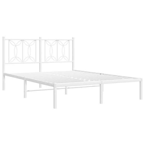 Metalowa rama łóżka z wezgłowiem biała 135x190 cm 434279