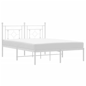 Metalowa rama łóżka z wezgłowiem biała 135×190 cm 435703 Metalowa rama łóżka z wezgłowiem biała 135×190 cm 435703