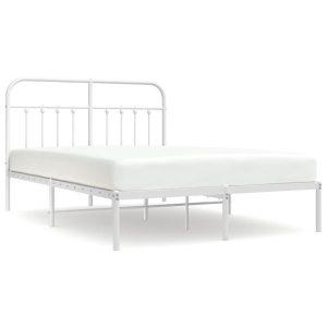 Metalowa rama łóżka z wezgłowiem biała 140×190 cm 458518 Metalowa rama łóżka z wezgłowiem biała 140×190 cm 458518