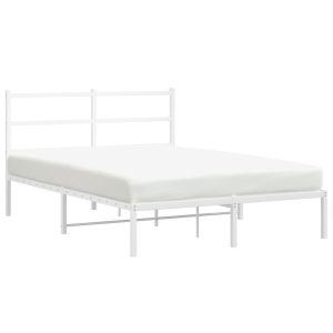 Metalowa rama łóżka z wezgłowiem biała 140×190 cm 459141 Metalowa rama łóżka z wezgłowiem biała 140×190 cm 459141