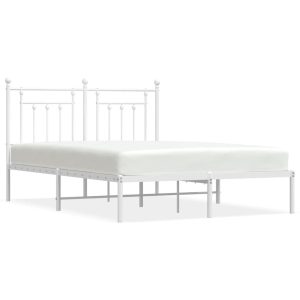 Metalowa rama łóżka z wezgłowiem biała 140×200 cm 435196 Metalowa rama łóżka z wezgłowiem biała 140×200 cm 435196