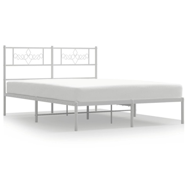 Metalowa rama łóżka z wezgłowiem biała 150x200 cm 458673