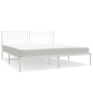 Metalowa rama łóżka z wezgłowiem biała 183×213 cm 458871 Metalowa rama łóżka z wezgłowiem biała 183×213 cm 458871
