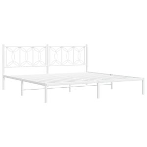 Metalowa rama łóżka z wezgłowiem biała 193×203 cm 434309 Metalowa rama łóżka z wezgłowiem biała 193×203 cm 434309