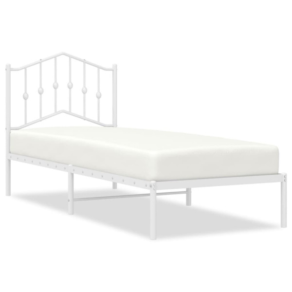 Metalowa rama łóżka z wezgłowiem biała 80x200 cm 458868