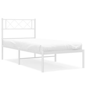 Metalowa rama łóżka z wezgłowiem biała 80×200 cm 435258 Metalowa rama łóżka z wezgłowiem biała 80×200 cm 435258