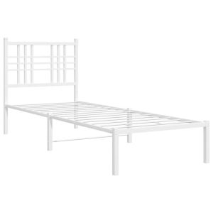 Metalowa rama łóżka z wezgłowiem biała 80×200 cm 435897 Metalowa rama łóżka z wezgłowiem biała 80×200 cm 435897