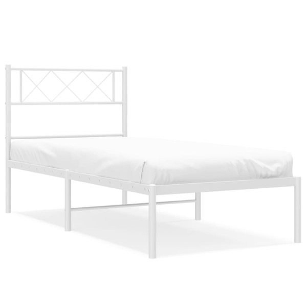 Metalowa rama łóżka z wezgłowiem biała 90x190 cm 435261