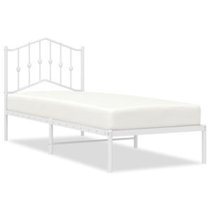 Metalowa rama łóżka z wezgłowiem biała 90×190 cm 458407 Metalowa rama łóżka z wezgłowiem biała 90×190 cm 458407